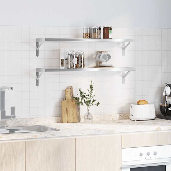 vidaXL v&aelig;ghylder 2 stk. 100x23,5x3 cm rustfrit st&aring;l s&oslash;lvfarvet