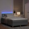 vidaXL LED Box Spring Bed med madras med LED Lysegr&aring; 120 x 190 cm Stof