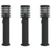 vidaXL udend&oslash;rs standerlamper 3stk stikkontakt 60cm rustfrit st&aring;l sort
