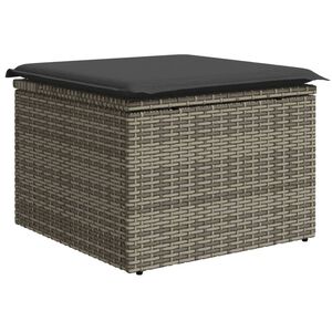 vidaXL haveskammel med hynde 55x55x37 cm polyrattan gr&aring;