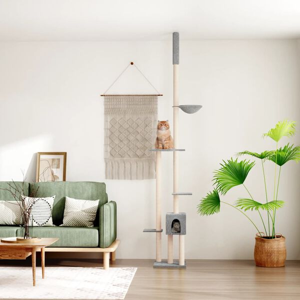 vidaXL kradsetræ fra gulv til loft 258,5-284,5 cm lysegrå