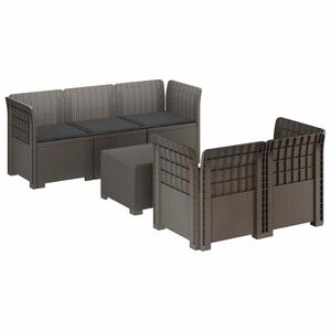 vidaXL 5-personers Havem&oslash;bel Sofa med Hynder Rattan Look PP Lysegr&aring;