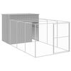 vidaXL hundehus med l&oslash;beg&aring;rd 214x457x181 cm galvaniseret st&aring;l lysegr&aring;