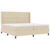 vidaXL LED Box Spring Bed med hovedg&aelig;rde Creme 200 x 200 cm Stof