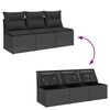 vidaXL havesofa med hynder 3-personers sort polyrattan