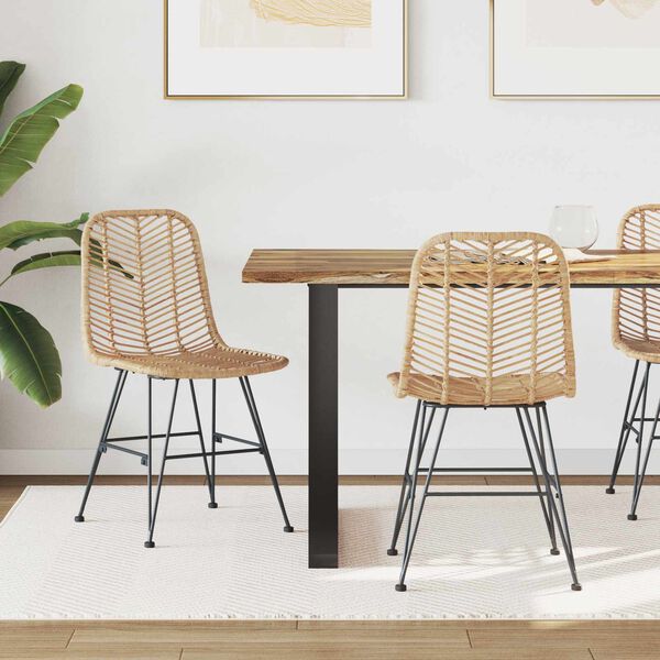 vidaXL Spisestuestol 2 pcs Naturfarvet 44 x 47 x 85 cm Rattan og Jern