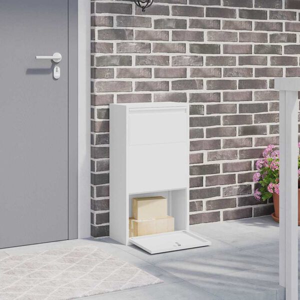 vidaXL Pakke drop boks med opbevaring Hvid 44 x 22 x 82 cm St&aring;l