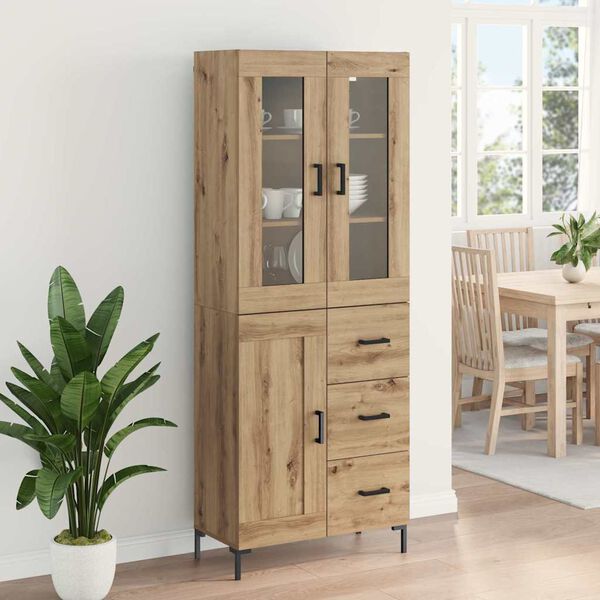 vidaXL Highboard med skuffe 2 pcs Artisan Egetr&aelig; Konstrueret tr&aelig;