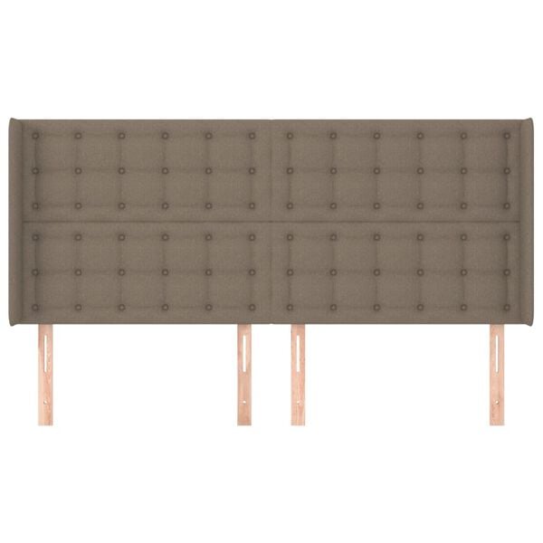 vidaXL sengegavl med kanter 203x16x118/128 cm stof gr&aring;brun