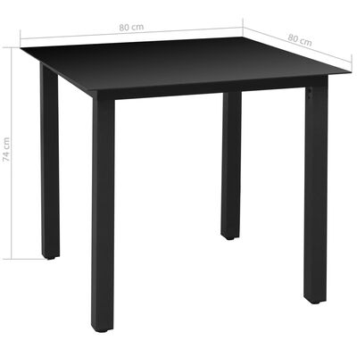 vidaXL udendørs spisebordssæt 5 dele med hynder aluminium sort