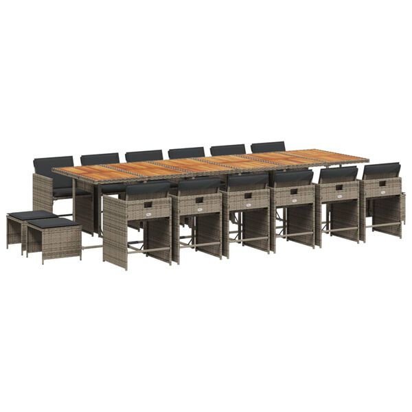 vidaXL spisebordss&aelig;t til haven 17 dele med hynder polyrattan gr&aring;