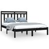 vidaXL sengeramme 140x190 cm massivt tr&aelig; sort