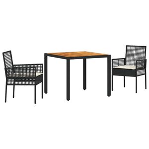 vidaXL Have Spisebordss&aelig;t 3 stk. Sort polyrattan