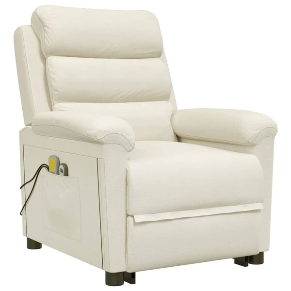 vidaXL løftestol med massagefunktion velour cremefarvet