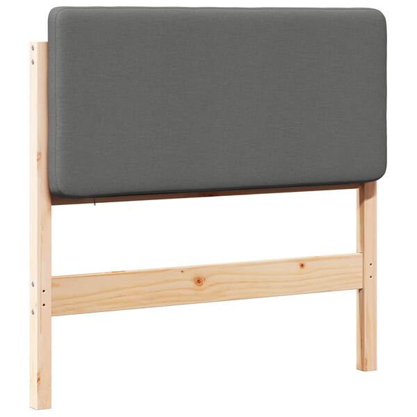 vidaXL Polstret sengegavl Brun og Lys Gr&aring; 100 cm Massiv fyrretr&aelig;