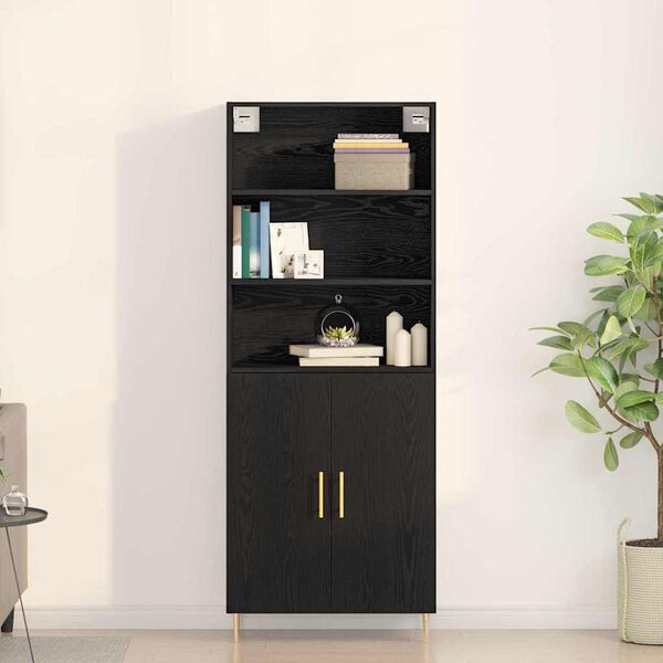 vidaXL Highboard Sort eg 69,5 x 34 x 180 cm Konstrueret tr&aelig;