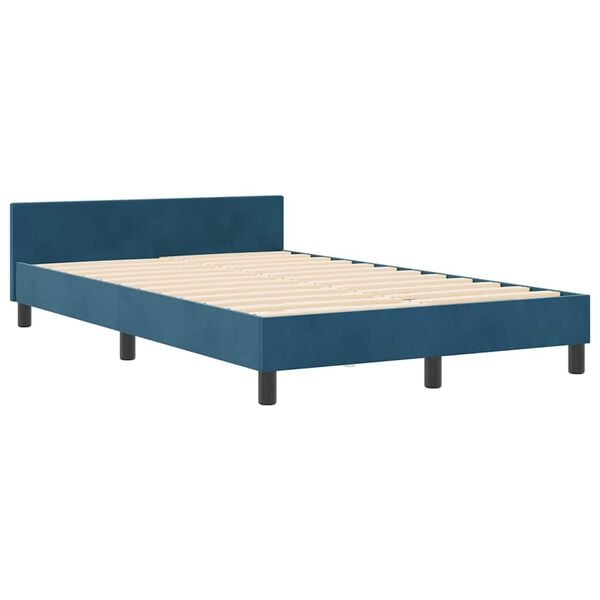 vidaXL Box spring seng med hovedg&aelig;rde M&oslash;rk bl&aring; 120 x 200 cm Fl&oslash;jl
