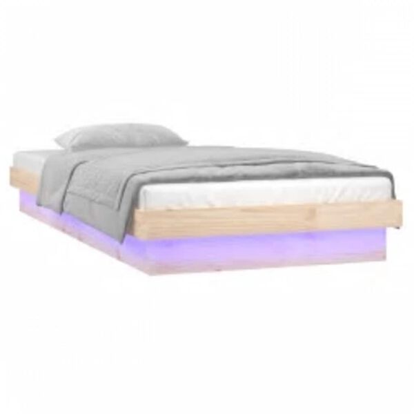 vidaXL sengeramme med LED-lys 100x200 cm massivt tr&aelig;