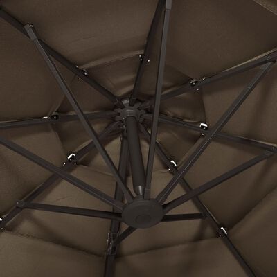 vidaXL parasol med aluminiumsstang i 4 niveauer 3x3 m gråbrun