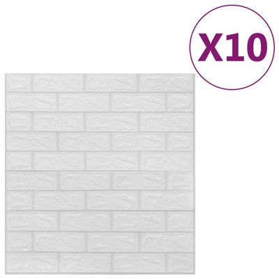 vidaXL 3D vægklistermærker 10 stk. selvklæbende murstensdesign hvid