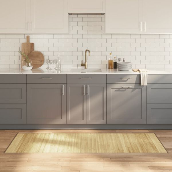 vidaXL gulvt&aelig;ppe 70x200 cm rektangul&aelig;r bambus lys naturfarvet