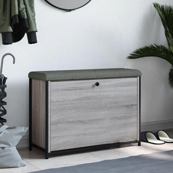 vidaXL skob&aelig;nk med vippeskuffe 82x32x56 cm gr&aring; sonoma-eg