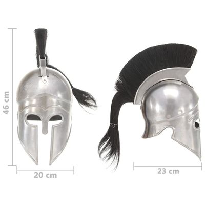 vidaXL græsk krigshjelm til rollespil antik stål sølvfarvet