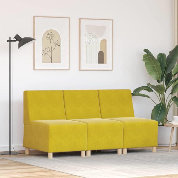 vidaXL Modulsofa enhed uden arme 3 pcs Gul 55 x 74 x 82 cm Fl&oslash;jl