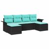 vidaXL Havesofa S&aelig;t med pude 6 pcs Sort polyrattan