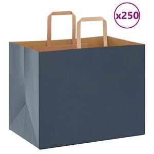 vidaXL papirposer 250 stk. med h&aring;ndtag 32x22x24 cm bl&aring;
