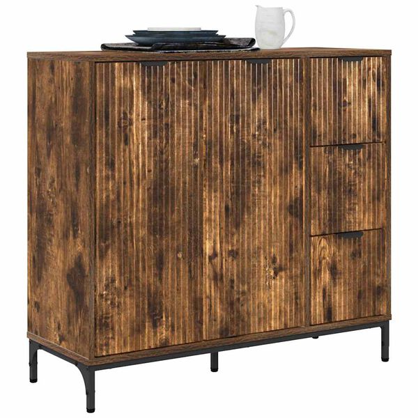 vidaXL Sideboard med skuffe R&oslash;get eg 89,5 x 33 x 82 cm Konstrueret tr&aelig;
