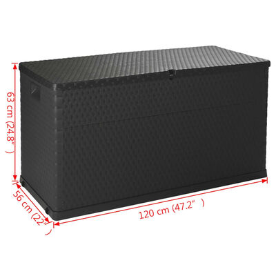 vidaXL udendørs opbevaringkasse 120x56x63 cm polyrattan antracitgrå