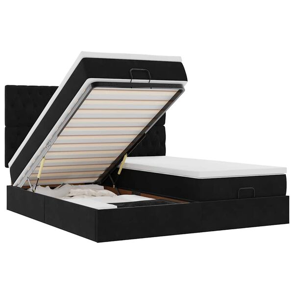 vidaXL osmannisk sengeramme med madrasser 200x200 cm fl&oslash;jl sort