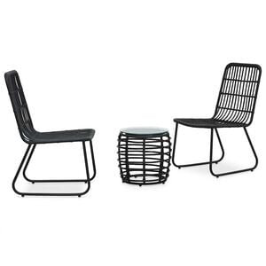 vidaXL bistros&aelig;t 3 dele polyrattan sort