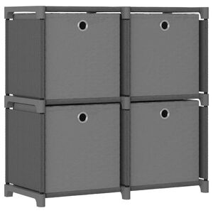 vidaXL reol med 4 rum og kasser 69x30x72,5 cm stof gr&aring;