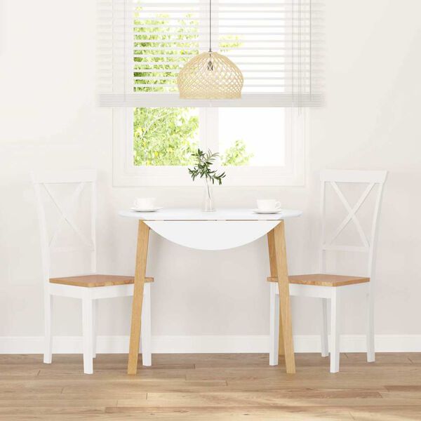 vidaXL spisebordsstole 2 stk. massivt gummitræ hvid