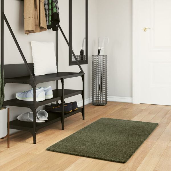 vidaXL gulvt&aelig;ppe HUARTE 60x110 cm kort luv og vaskbart skovgr&oslash;n