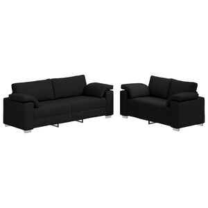 vidaXL Sofa 2 pcs Sort 219 x 80 x 82 cm Stof