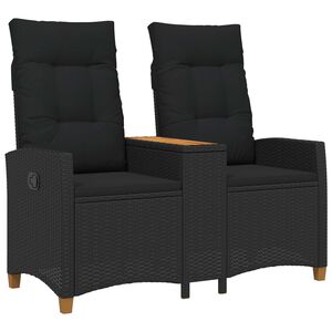 vidaXL Reclining Bench med Bord 2 -Seater 126 x 65 x 112 cm polyrattan