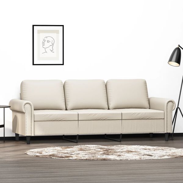 vidaXL 3-personers sofa 180 cm kunstl&aelig;der cremefarvet