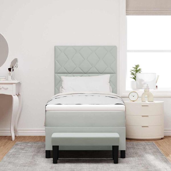 vidaXL Box spring seng med madras Lysegr&aring; 100 x 200 cm Fl&oslash;jl