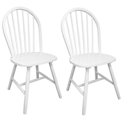 vidaXL spisebordsstole 2 stk. massivt gummitræ hvid