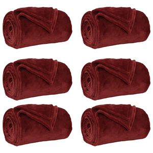 vidaXL Kastet&aelig;pper 6 stk. Bordeaux R&oslash;d 130 x 150 cm 3.04 kg Fleece