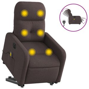 vidaXL elektrisk massagestol med l&oslash;ftefunktion stof m&oslash;rkebrun