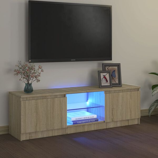 vidaXL tv-bord med LED-lys 120x30x36 cm sonoma-eg