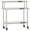 vidaXL k&oslash;kkenbord med tophylde 110x55x120 cm rustfrit st&aring;l