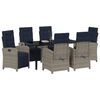vidaXL Have Spisebordss&aelig;t med pude 7 pcs Gr&aring; polyrattan