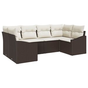 vidaXL Havesofa S&aelig;t med opbevaring 6 pcs Brun og Creme polyrattan
