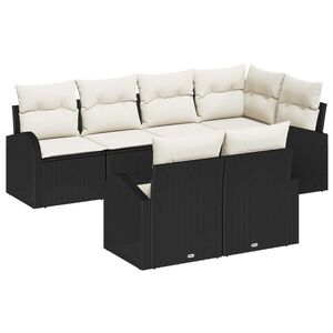 vidaXL Havesofa S&aelig;t med pude 7 pcs Sort og Hvid polyrattan