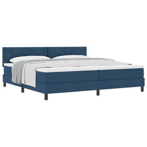 vidaXL Box spring seng med hovedg&aelig;rde Bl&aring; 200 x 200 cm Stof